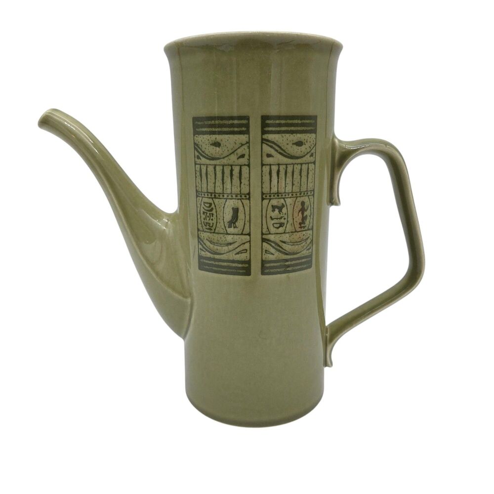 Vintage Taylor Smith Taylor Hieroglyph Coffee Carafe Green MCM 1970s TST No Lid